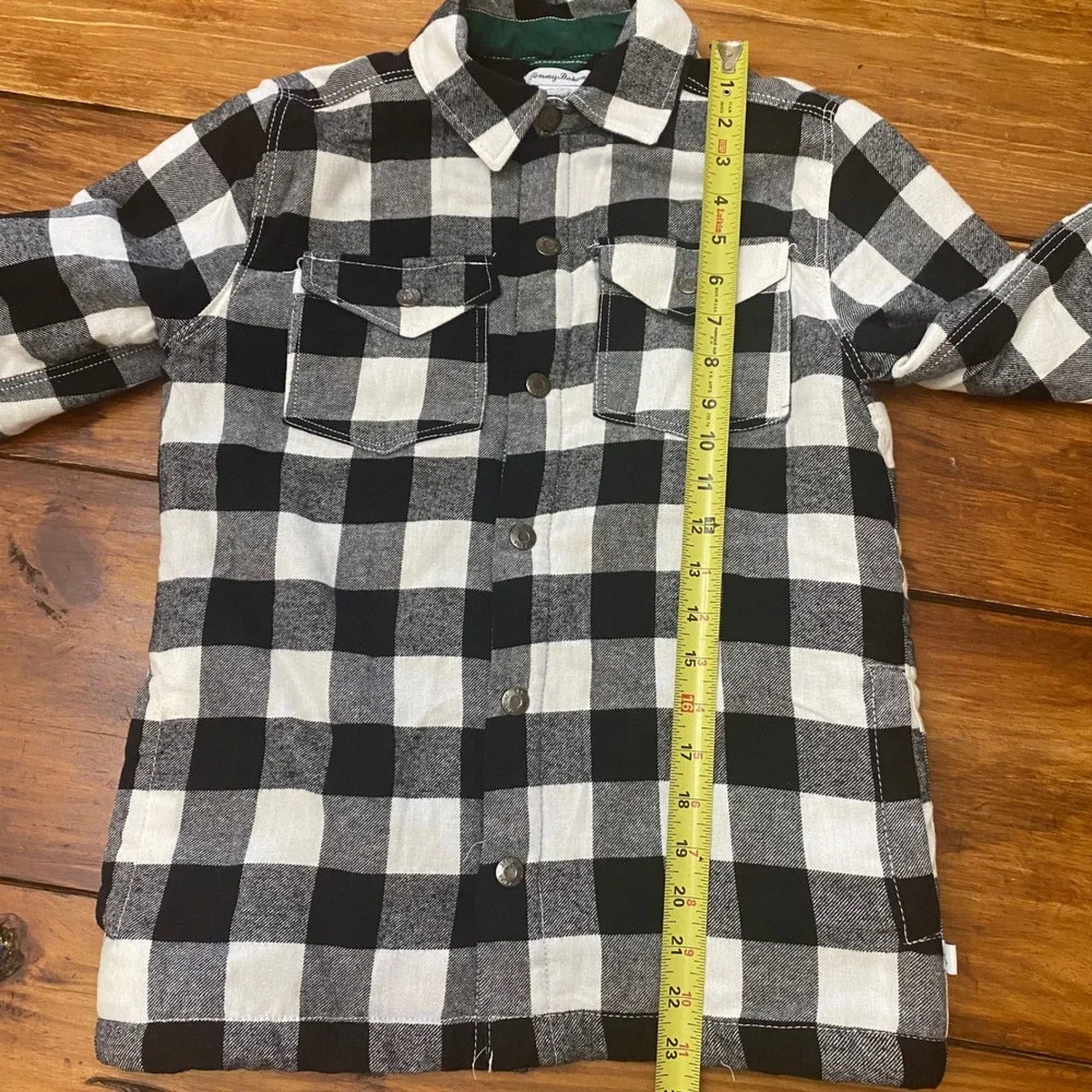 Tommy Bahama‎ Kids Black White Plaid Flannel Shirt Jacket Size L (10/12) shacket